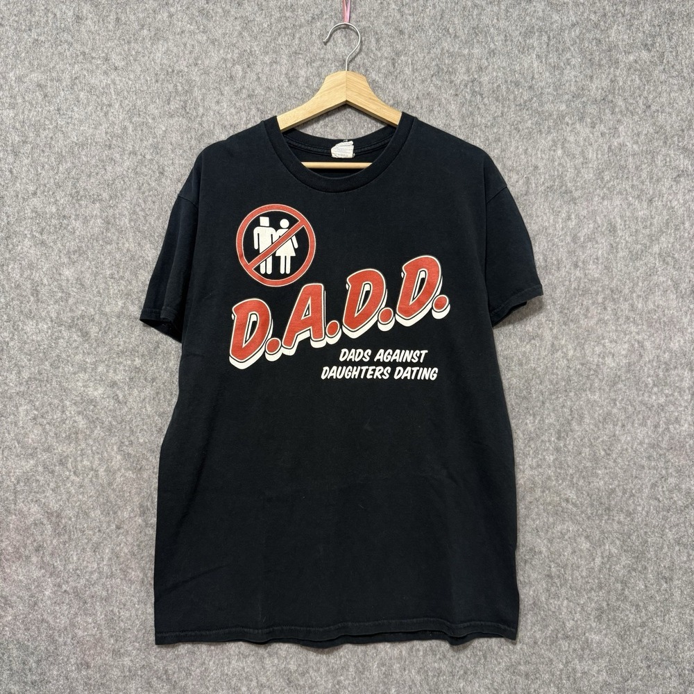 Vintage Gildan D.A.D.D. T-Shirt Men's L Black Funny Graphic Dads Against Dating